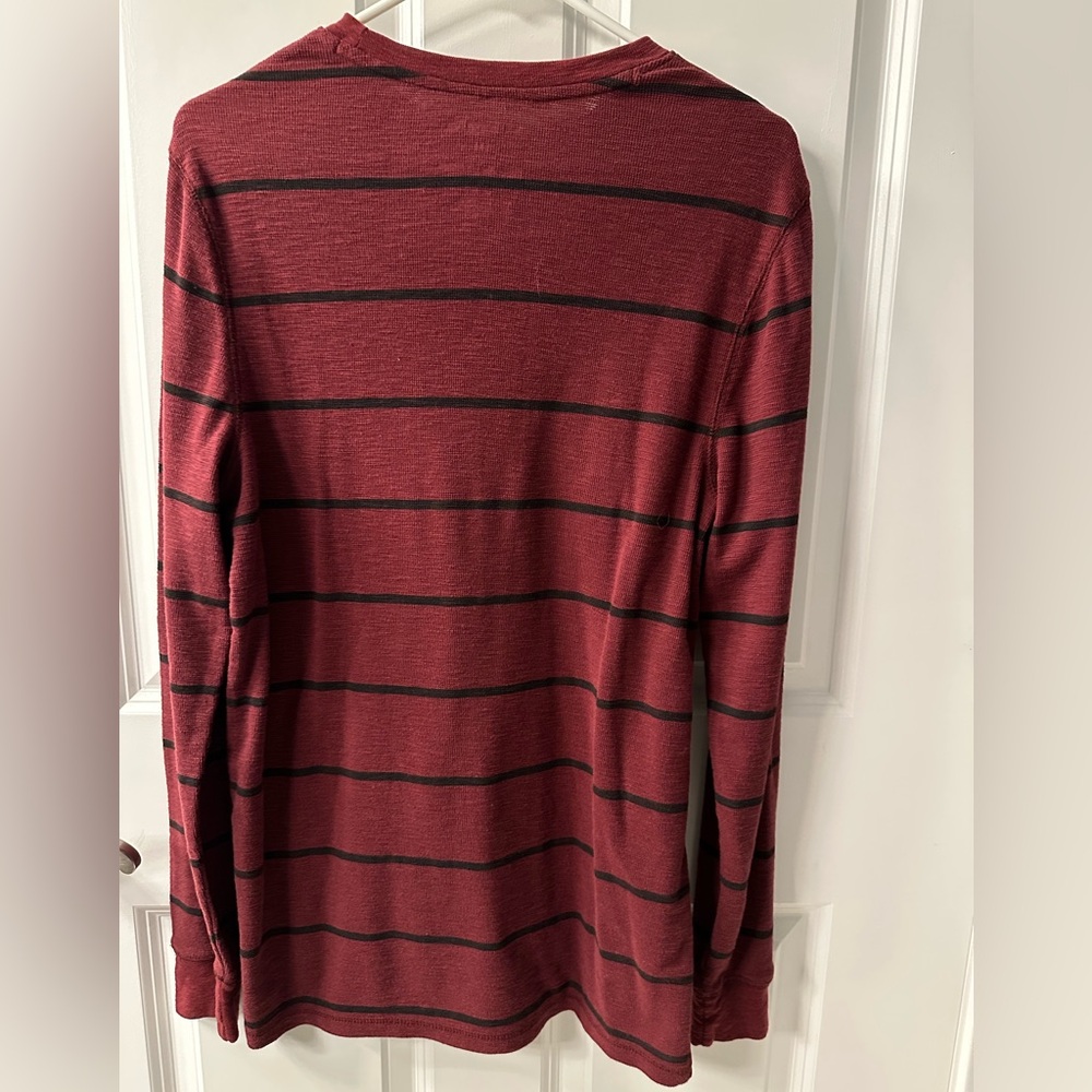 Urban Pipeline Burgundy and Black Striped Long Sleeve Tee - Picture 2 of 3
